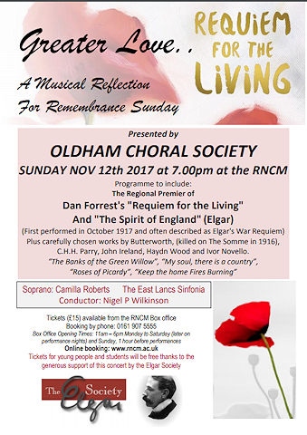 Oldham Choral Society: Greater Love - A Musical Reflection for Remembrance Sunday