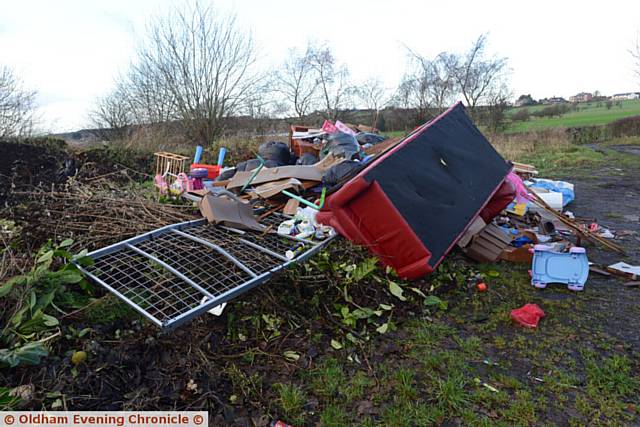 Rubbish dumped in Low Crompton Road, between Royton and High Crompton.