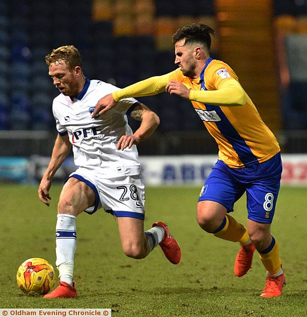 PAUL Green holds off his Mansfield Town marker.