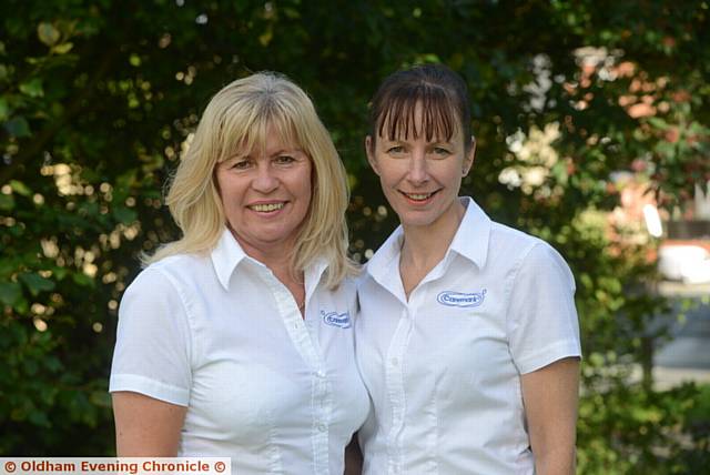 Caremark celebrate their 5th anniversary. Business Profile. Pic shows directors Stephanie Doherty (left) and Helan Graham..