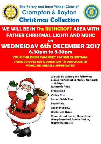 Santa's Christmas sleigh visiting Rushcroft Wednesday 6 December