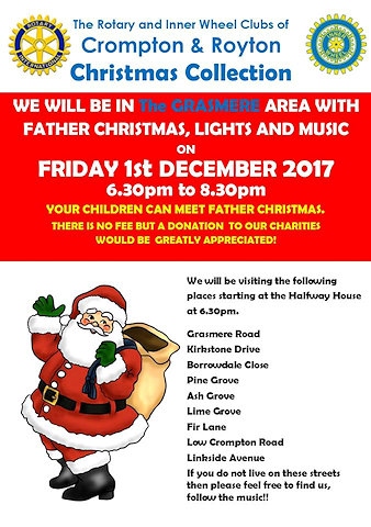 Santa's Christmas sleigh visiting Grasmere area Friday 1 December