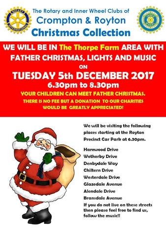 Santa's Christmas sleigh visiting Thorpe Farm Tuesday 5 December