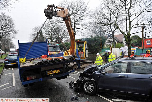 THE scene of the crash on Oldham Road, Grasscroft