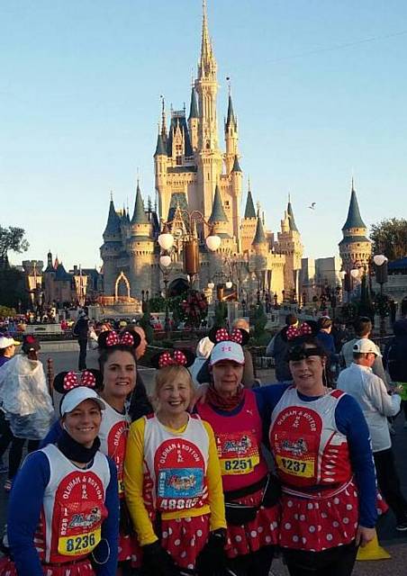 MAGIC...Mel Hall (left), Emma Buckley, Janet Appleyard, Karen Mayes and Lorna Fennel, of Oldham and Royton Harriers, at Disney World
