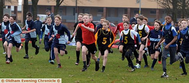 SPRINT START...The Year Seven hopefuls jostle for position in the early stages