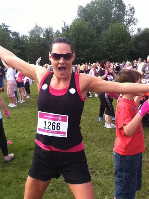 Lindsey Tyrell raising awareness of becoming a stem cell donor after being diagnosed with acute lymphoblastic leukaemia. Pictured at a Race for Life event