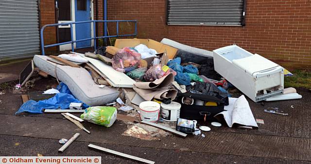 Fly tipping on the site of the former Ring and Ride on Arkwright Street, Chadderton.