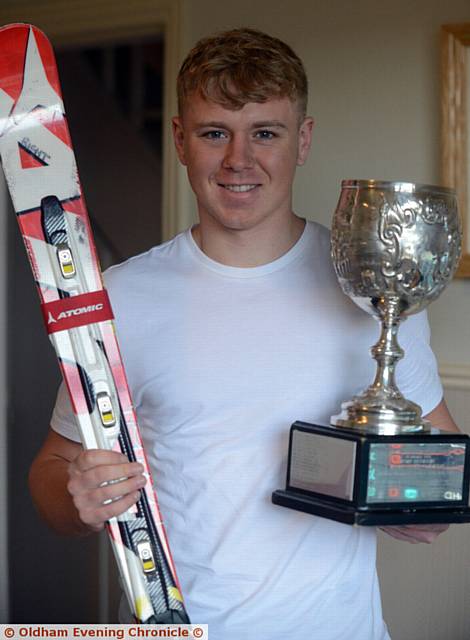 Soldier James with the ski trophy