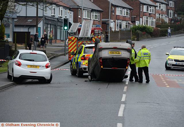 Road accident Oldham Road Grotton.
