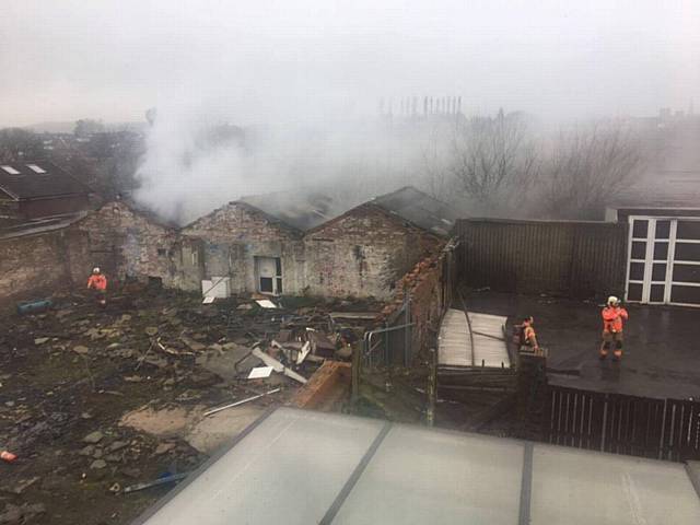 Crews tackled a fire at a derelict mill site in Holden Fold Lane, Royton, on Sunday afternoon.