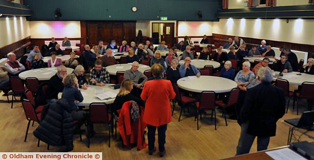 NEIGHBOURHOOD PLAN . . . Saddleworth residents in discussion at Uppermill Civic Hall last night