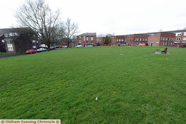 Green space off Bamford Street, Royton which was littered with broken glass.