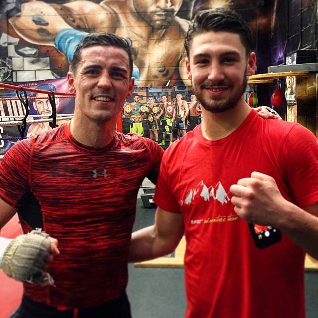 TOUGH GUYS . . . Danny Wright takes a break from sparring with Anthony Crolla