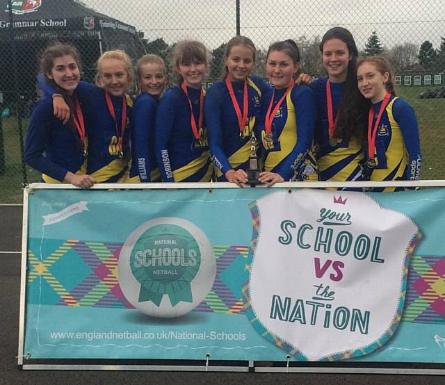 WELL DONE, GIRLS . . . Hulme Grammar's under-16s netball team are national schools' champions