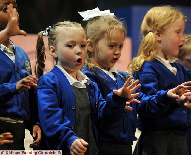 IN fine voice . . . St Hugh's Primary reception class at Oldham Primary Schools Choral Speaking Festival