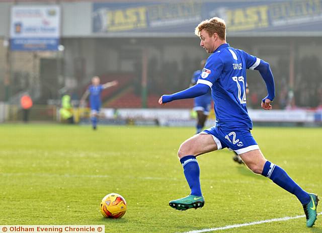 ACTION MAN . . . home-town boy Chris Taylor in action for Athletic at Swindon recently