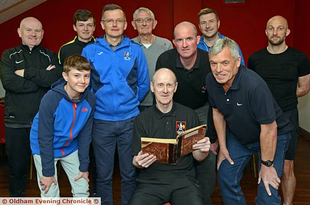 SET TO CLOSE AFTER 98 YEARS? . . . pictured are (back row, left to right): Kevin Moore, Jacob Graham, Anthony Lamb, Mike Carr and Ian Claridge. Front: Jack Carr, Paul Graham (secretary), Steven Race (president) holding the first minute book from 1919, Peter Maxson (chairman) and Steve Jones (treasurer).