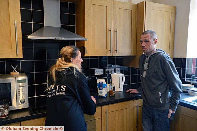 VOTS (Veterans Off The Street) are helping to house former soldiers in rent-free accommodation. Pic shows Phil with Amanda Wood (VOTS).