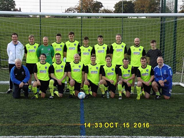 OING UP . . . Heyside's successful 2016-17 squad are (back row, left to right): Lee Clough (coach/assistant manager), Daniel Booth, Brian Lord, Joe Hughes, Josh Briddon, Johnny Pauley, Kevan Thorpe, G Schofield, Jordan Hindley and Alex Jenkinson. Front: Tom Hardman (physio/kitman), Gary Molyneux, Daniel Dunn, Brad Dowling, Reece Hursthouse (captain), Danny Pauley, Chris Ollerton, Mark Hopwood and Geoff Howard (manager). Not on the picture: Lyle Bogle and Gaz Shaw.