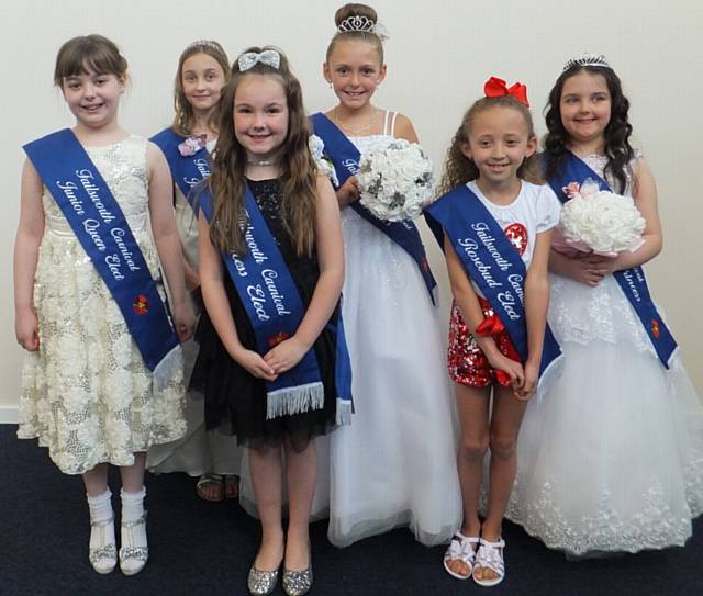 ROYALTY . . . This year's royalty at Failsworth Carnival (from left) Junior Queen elect Lucy Bailey, Princess Lily Kay Temple, Princess Elect Mimi Moynihan, Junior Queen and Queen elect Lillie Summersgill, Miss Personality Seren Sutton and Rosebud elect Chantelle Makhlouf
