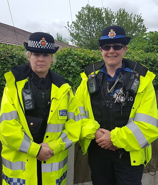 NEIGHBOURHOOD officer Adele Slater (left) with PCSO Lucy Hennessy who was assaulted while on duty.