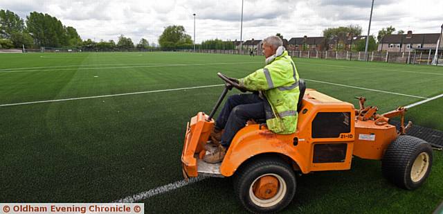 New pitch laid at Avro FC , the former Oldham Rugby League ground, Whitebank Stadium, now the Vestacare Stadium.