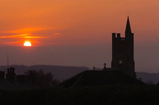 Sunset over St Thomas's Church Moorside