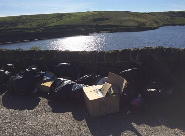 PICTURESQUE? Rubbish dumped in lay-by overlooking Dowry Reservoir on the A640 Huddersfield Road near Denshaw
