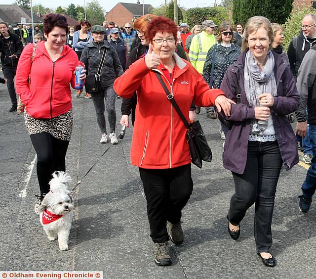 ROSE Hanley, from Royton, gives big thumbs up at the start of the walk
