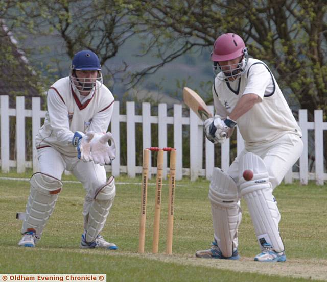 AUSTERLANDS' Kevin Du Feu waits for the ball to come on to the bat in the Wood Cup tie at home to Friarmere. 