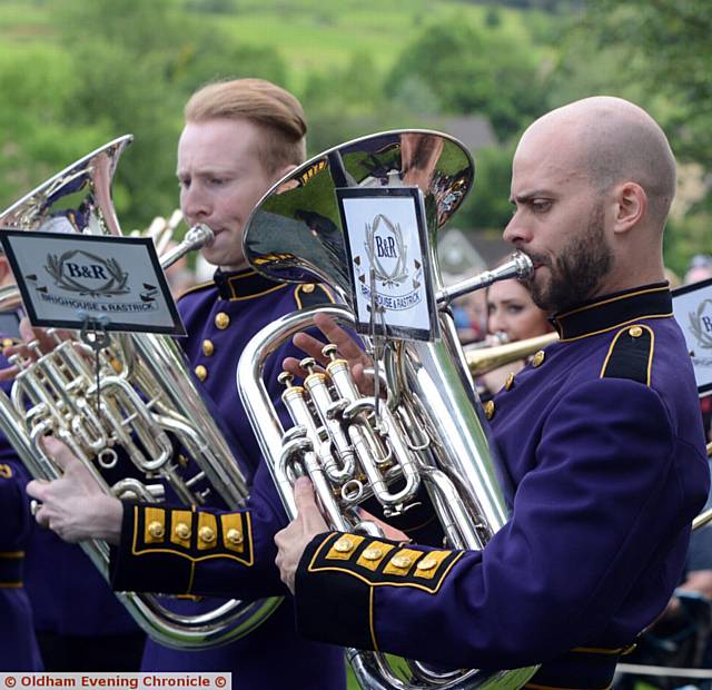 FAMOUS NAME . . .  The striking uniforms of Brighouse and Rastrick Band.