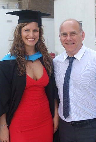 Shannon Clifford with dad David Clifford at her graduation from the University of Huddersfield in June 2016. The dad and daughter duo are both in training to compete at the highest level.