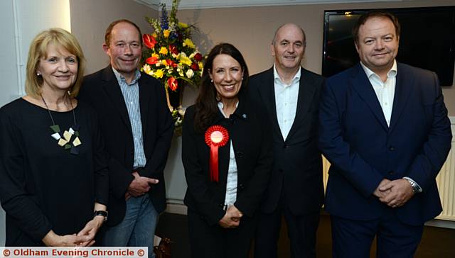 LEFT to right, Baroness Beverly Hughes (deputy Mayor of Greater Manchester), Kevin Shaw (chief executive and artistic director Coliseum), Debbie Abrahams, speakers Steve Sutherland (Dortech), Ian Taylor (Team Spirit)
