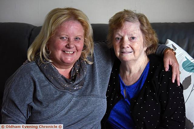 Mary McIntosh, (79), diagnosed with rare disease called ischemic esophagus. PIC with daughter Carol Coyle who came from Australia to care for her mum.
