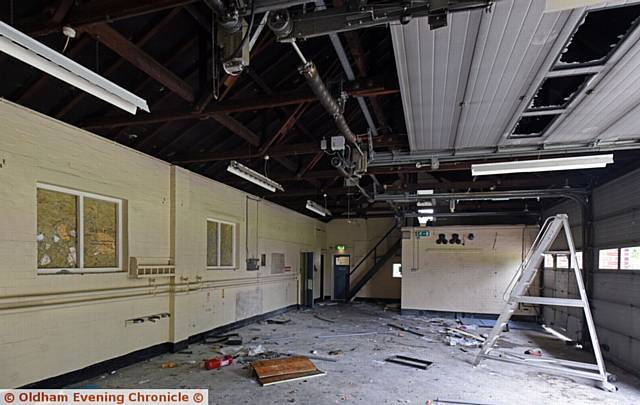 THE vandalised interior of the former Crompton Ambulance station in Shaw