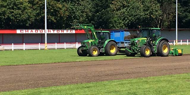 PITCH PERFECT . . . re-laying work is continuing at Chadderton FC
