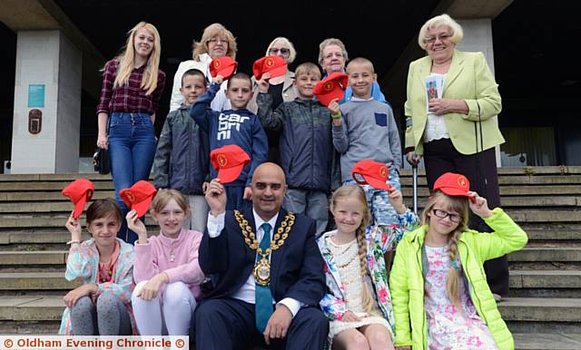 THE Chernobyl children with the Mayor Cllr Shadab Qumer and organiser Theresa Novotny (back, right)