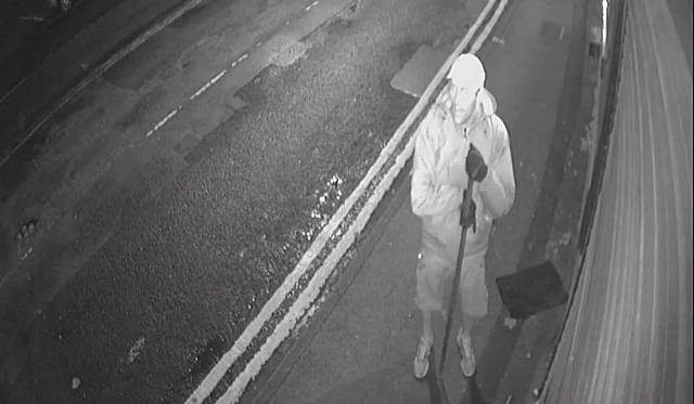 CCTV  footage of a break in at The Phone Hub, Peel Street, Chadderton, Tuesday, August 15, 4am