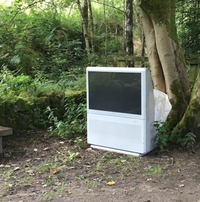 TV dumped on the Donkey line on the Dobcross/Uppermill border 