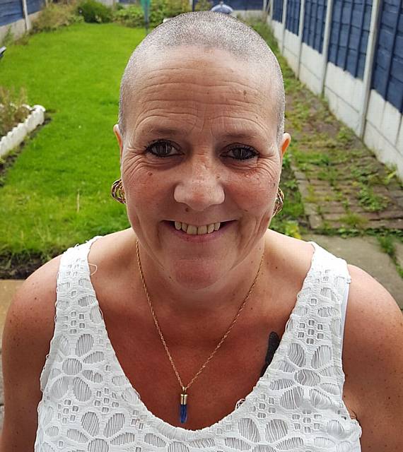 AFTER... Denise Bradshaw's Brave the Shave effort saw her cut off her shoulder-length locks in aid of Macmillan Cancer Support