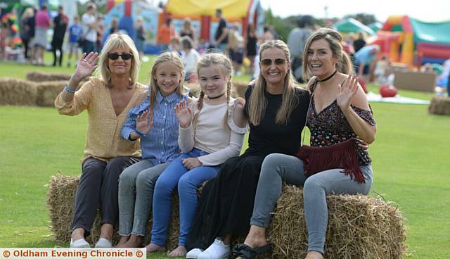 Woodhouses Cricket Club, Failsworth event in aid of Dr Kershaw's Hospice (l-r) the Moda Furnishings family who sponsored the event Linda Blake, Darcy Lomax (10), Poppy Andrew (10), Jo Lomax MD Moda Furnishings and Maria Eastwood Manager Moda Furnishings