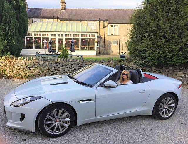 Even better when the sun shines . . . Mrs. B enjoys the F-Type