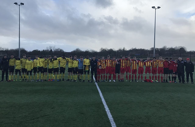 Chadderton Park under-16s Griffins line up alongside their Erskine Youth counterparts