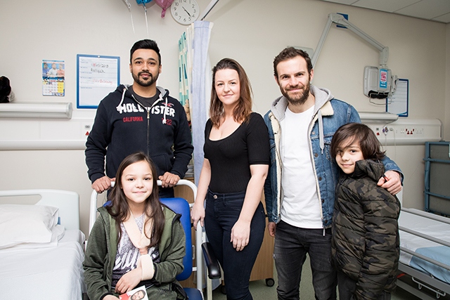 Juan Mata visited Beever Primary School, Royton Hall Primary School and the Royal Oldham Hospital 
