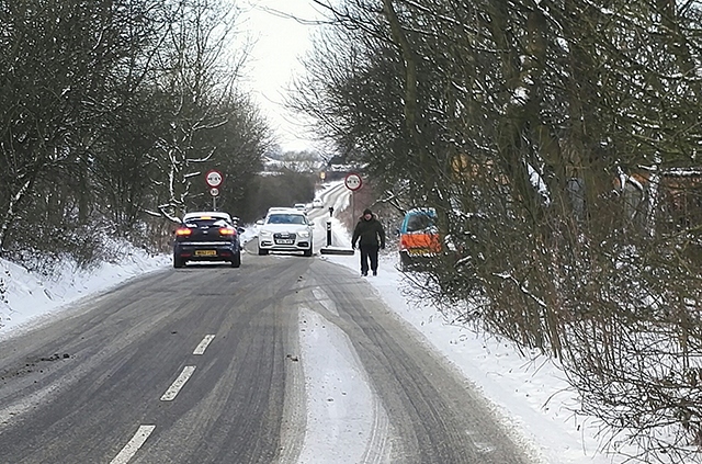 Coal Pit Lane near Bardsley was treacherous this morning