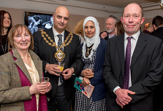 The Oldham Coliseum's Civic Night was a huge success. Pictured L-R: Coliseum Chair Gail Richards, Mayor of Oldham Cllr Shadab Qumer, Mayoress Sobia Arshi and Chief Executive and Artistic Director Kevin Shaw.

Pictures by Darren Robinson