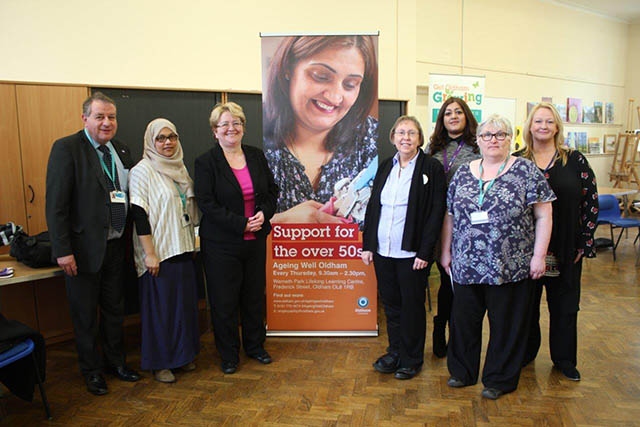 Council leader Jean Stretton (third from left) at the Ageing Well Oldham initiative
