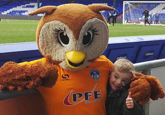 This young Athletic fan enjoyed meeting Chaddy the Owl