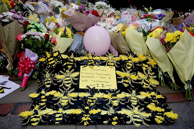 A beautiful collection of Manchester bees was left by year one pupils from St Thomas' primary school in Werneth